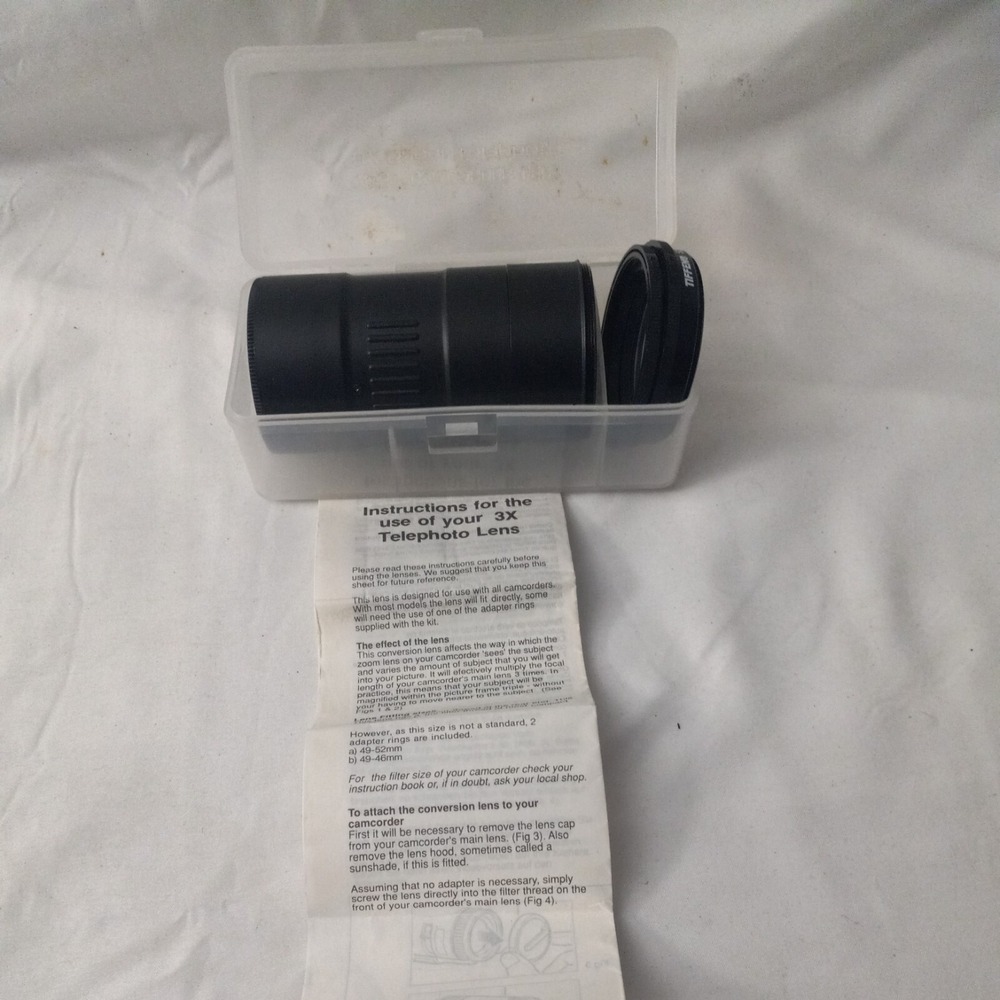 VINTAGE Raynox 3X Camcorder Telephoto Conversion Lens TP3000 Case Adapter Ring